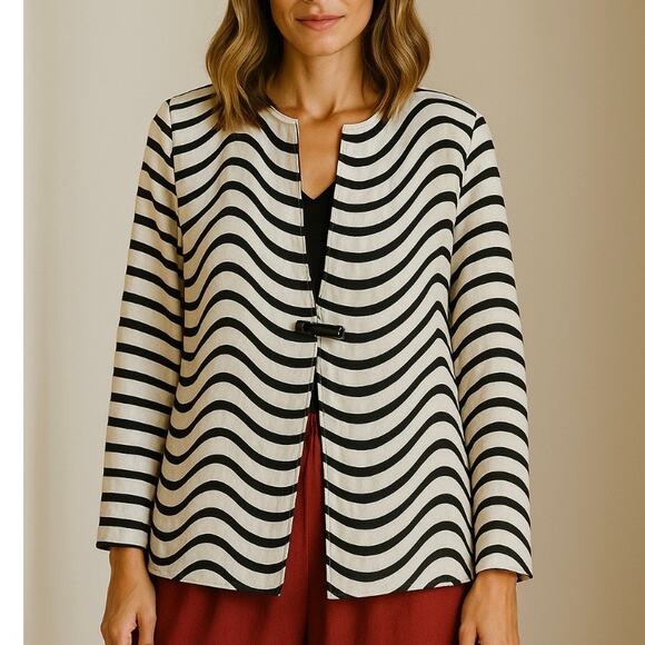 Yushi Art To Wear Lagenlook Boho Faux Leather And Mesh Oversized Blazer Large - Picture 2 of 11